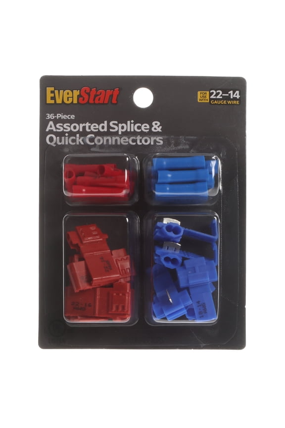 36-Piece22-14GA AssortedQuick SpliceConnectorKit for Automotive, ULCertified, Red and Blue