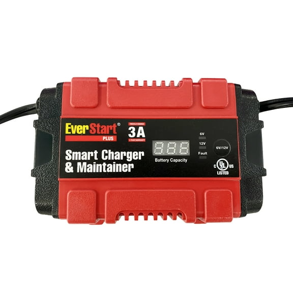 EverStart 3A Portable Smart Battery Charger and Maintainer with Digital Display