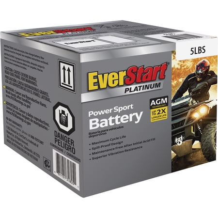 EverStart PowerSports AGM Battery, Group Size 5LBS, 12 V, 70 CCA