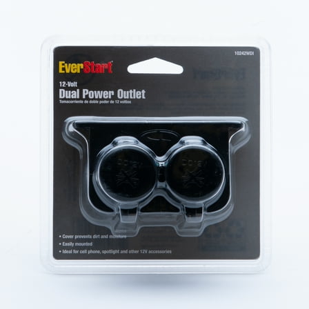 EverStart Plus Auto Auxiliary Dual 12 Volt Power Outlet, Black