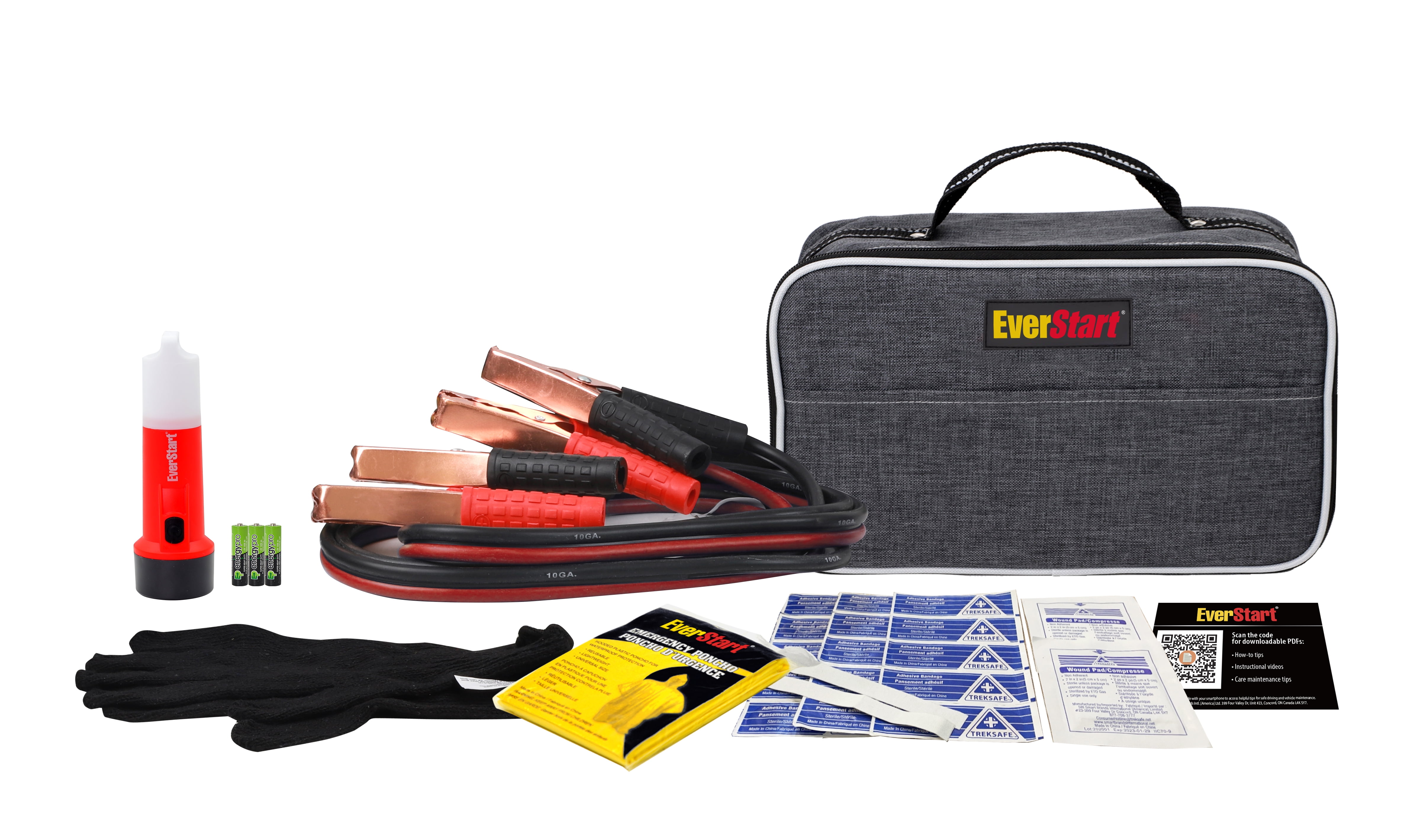EverStart Commuter Emergency Kit with Roadside Assistance 3 in D x 7 in H x 10 in L. 3lbs Weight.
