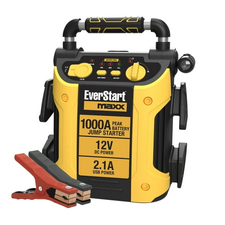 EverStart J509E 1000 Peak Amp Jump Starter, Pivoting LED Light, DC and USB Port