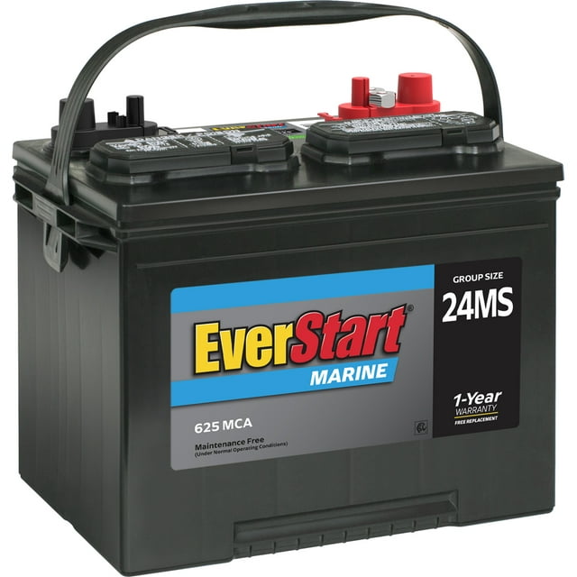 EverStart Lead Acid Marine Starting Battery, Group Size 24MS 12 Volt, 1000 MCA