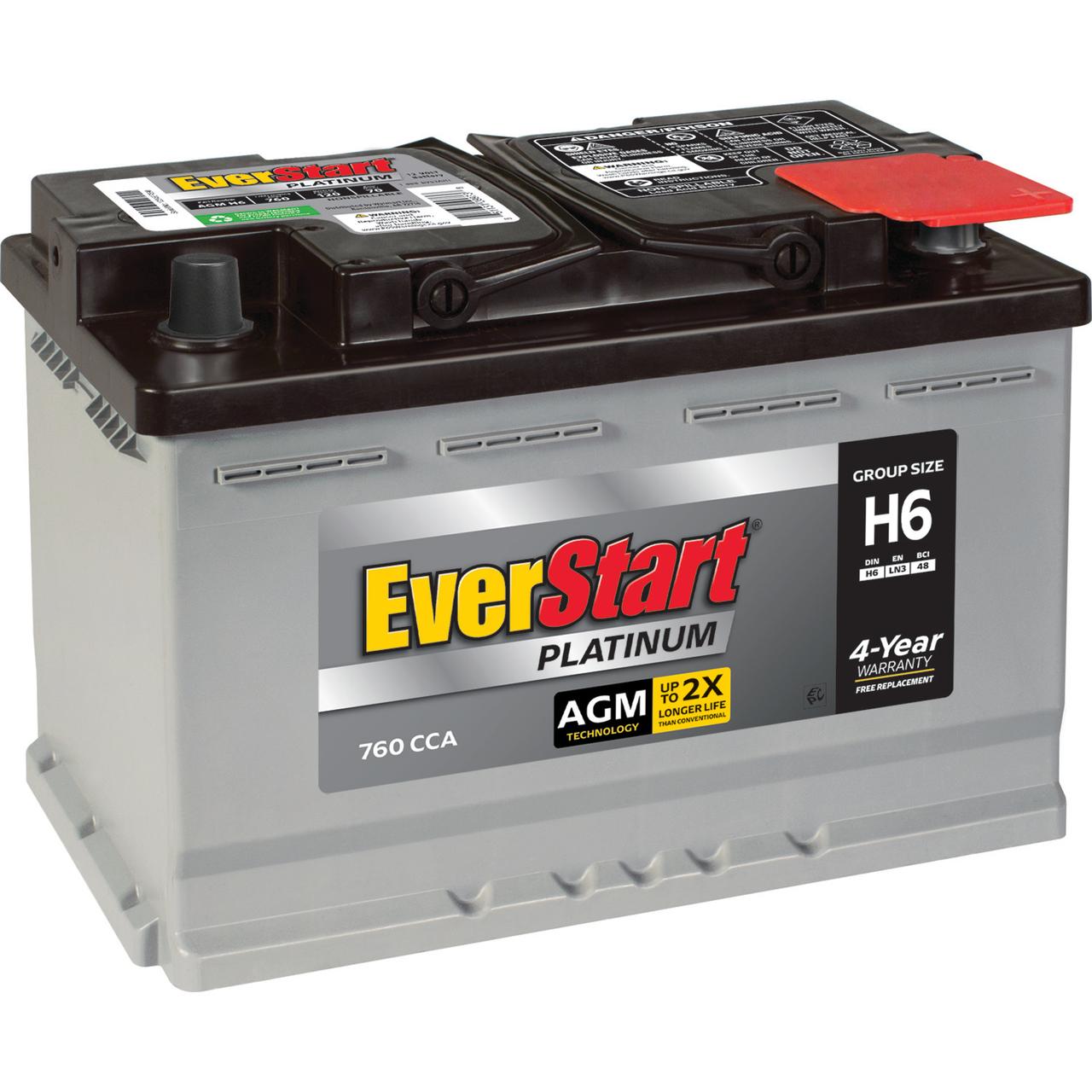 EverStart Platinum AGM Automotive Battery, Group H6 / LN3 / 48 12 Volt, 760 CCA - image 1 of 7