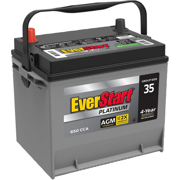 Everstart Platinum AGM Automotive Battery, Group Size 35 12 Volt, 650 CCA, Gray