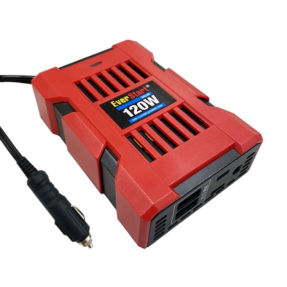 EverStart Portable 120 Watts Slim Inverter with Digital Display, 2 USB Ports and 1 AC Port