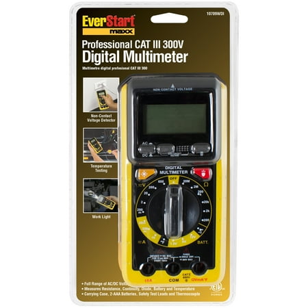 EverStart Professional Automotive 300 Volt Digital LCD Multimeter, 10709WDI, New, 5.5 in.