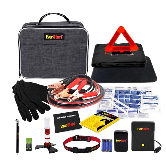 EverStart Roadside Safety Kit & Inflator. Assembled Product Dimensions 10in x 3in x 8in. Weight 3lbs