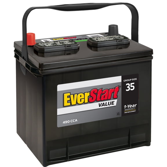 EverStart Value Automotive Battery, Group Size 35, 12 V, 490 CCA, 80 Min Reserve Capacity