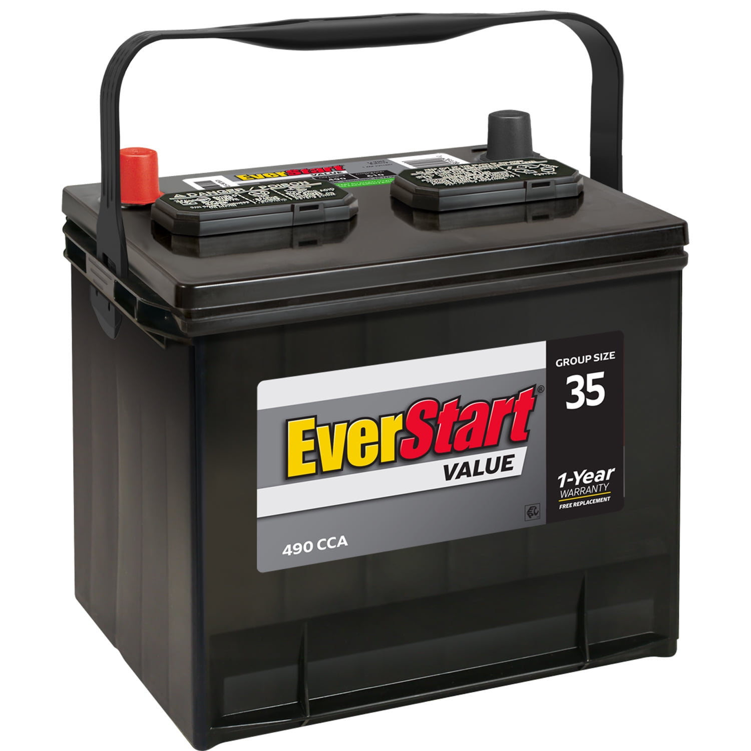 Everstart Value Lead Acid Automotive Battery, Group Size 35 12 Volt 490 Cca  - Walmart.Com