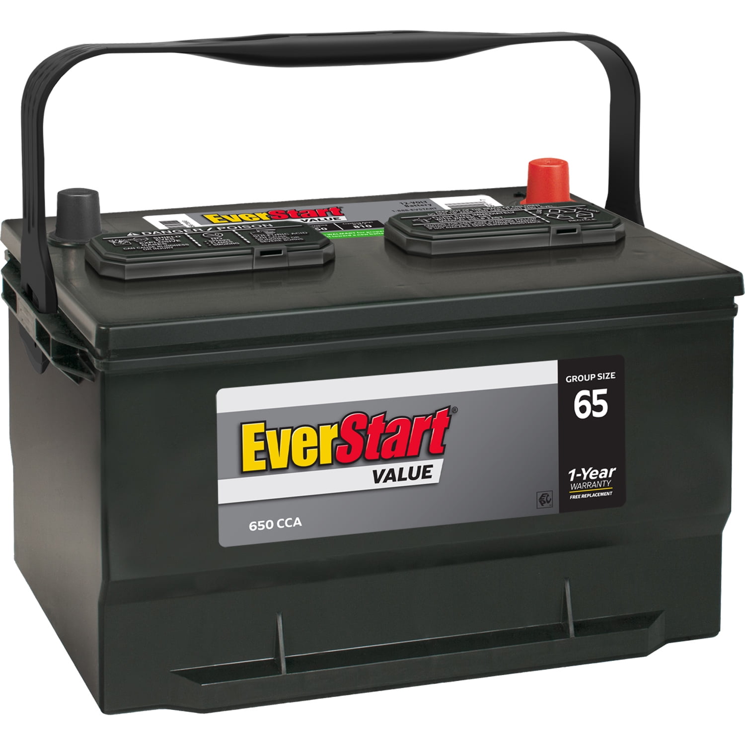 Everstart Value Lead Acid Automotive Battery, Group Size 65 12 Volts 650  Cca - Walmart.Com
