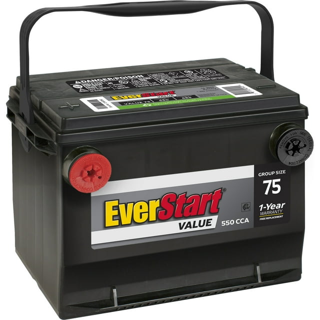EverStart Value Lead Acid Automotive Battery, Group Size 75 12 Volt, 550 CCA