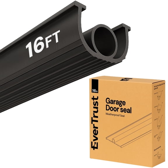 EverTrust Garage Door Bottom Seal – Weatherproof Stripping Rubber Seal with 5/16” T-Ends. Protect Your Garage from Weather and Dust with EPDM Rubber Garage Door Draft Stopper (16 Ft)