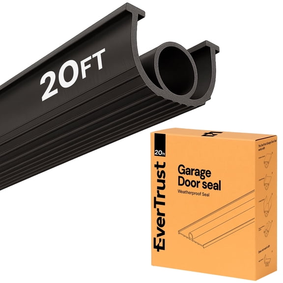EverTrust Garage Door Bottom Seal – Weatherproof Stripping Rubber Seal with 5/16” T-Ends. Protect Your Garage from Weather and Dust with EPDM Rubber Garage Door Draft Stopper (20 ft)