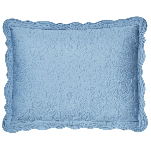 Everafter Reversible Dusty Blue Pastel Blue Decoratively Quilted Sham Standard Queen Sham
