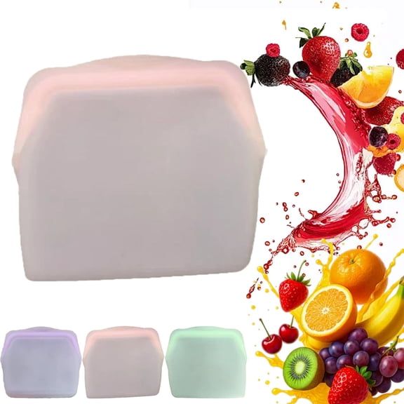 Everbag Silicone Storage, Ever Bag Food Storage, Leak-Proof Upright Freezer Bags, Odor-Proof, High-Temperature Resistant, Reusable Silicone Storage Bags (Purple, 600ml)