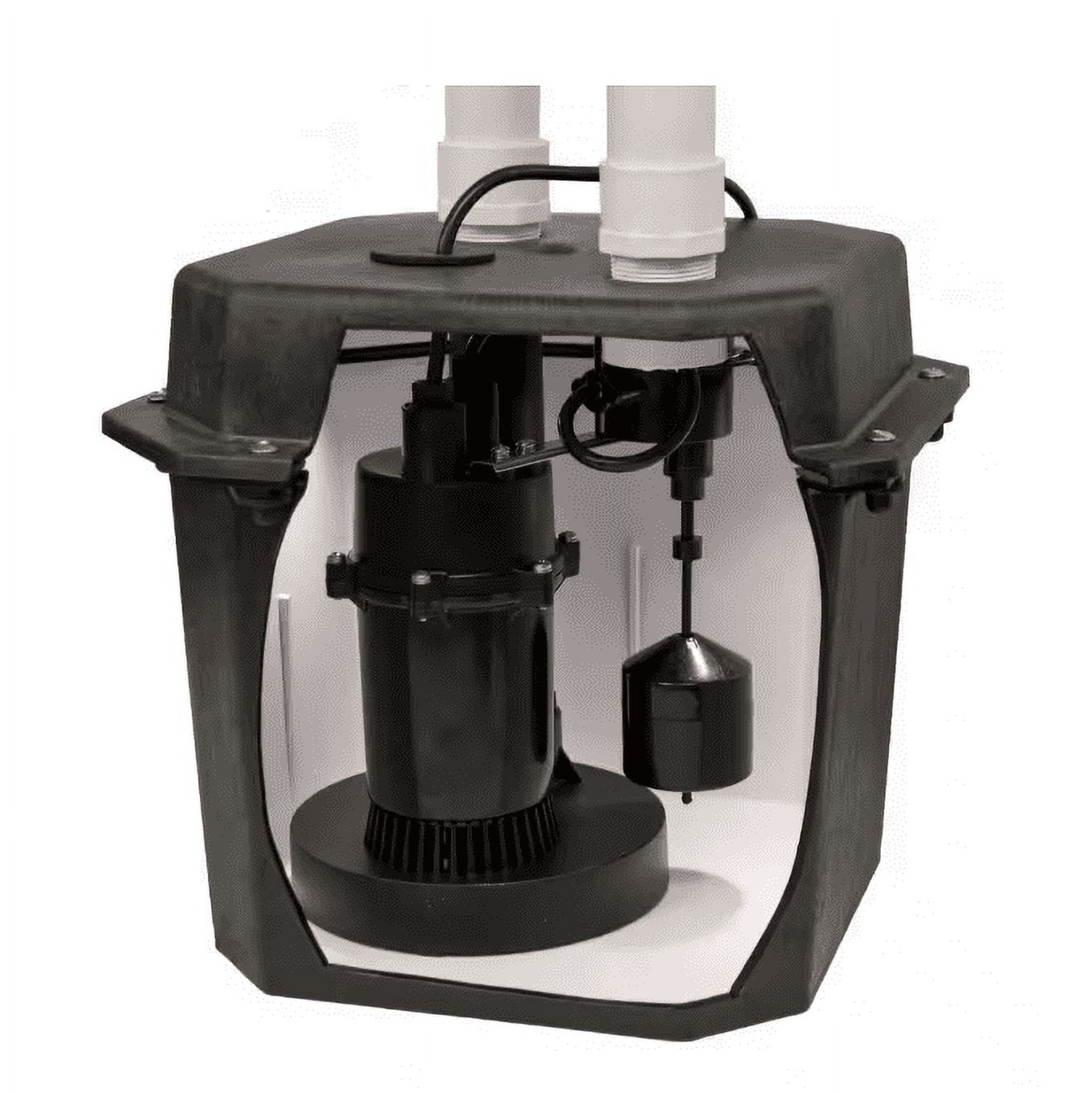 Everbilt 1/4 HP PrePlumbed Sink Tray System Sump Pump, Black