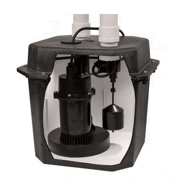 Everbilt 1/4 HP Pre-Plumbed Sink Tray System Sump Pump, Black