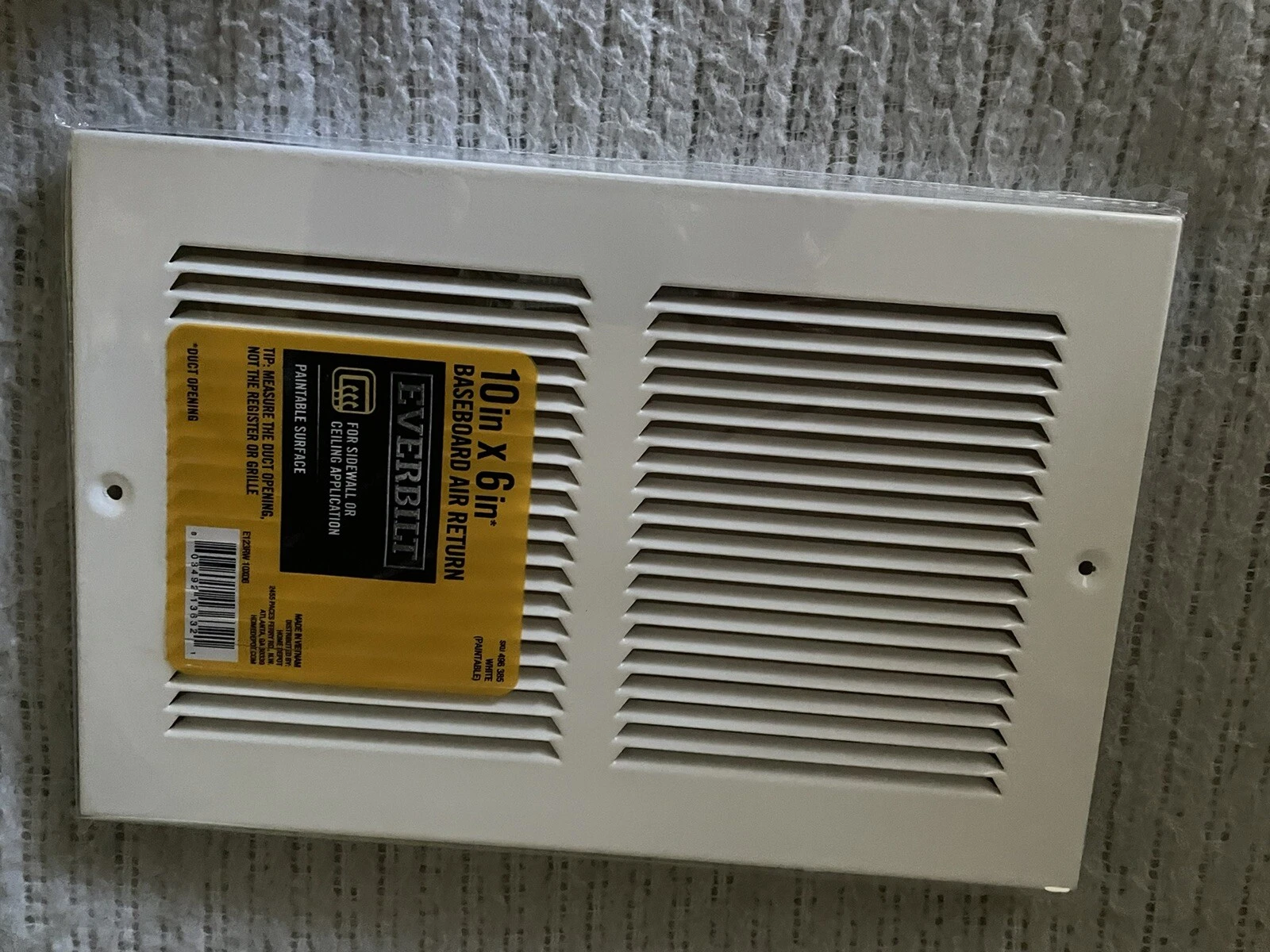 Everbilt 10 In. X 6 In. White Return Air Grille