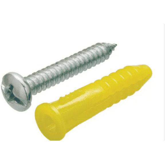 Everbilt #4-6 x 7/8 in. Yellow Ribbed Plastic Anchor with Pan-Head Combo Drive Screw 50PK 803802
