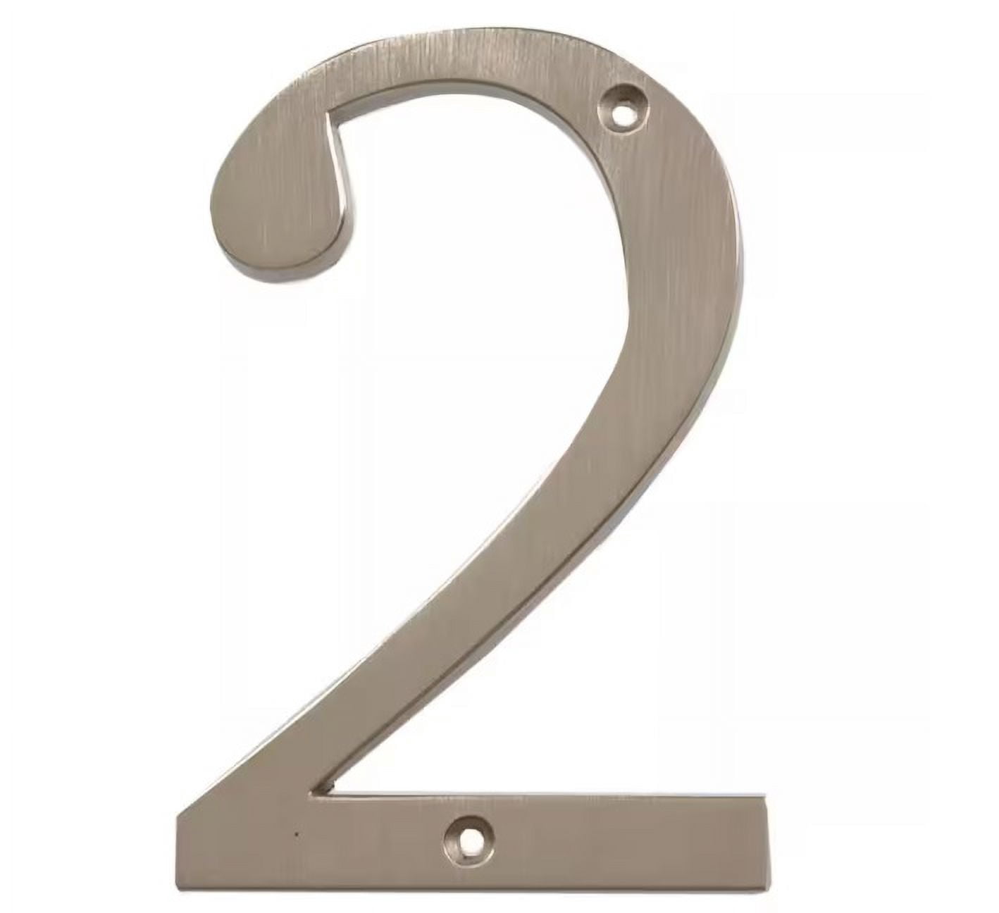 Everbilt 4 in. Satin Nickel Flush Mount Metal House Number 2