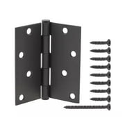 Everbilt 4 in. Square Radius Matte Black Squeak-Free Door Hinge