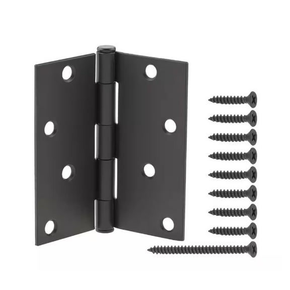 Everbilt 4 in. Square Radius Matte Black Squeak-Free Door Hinge