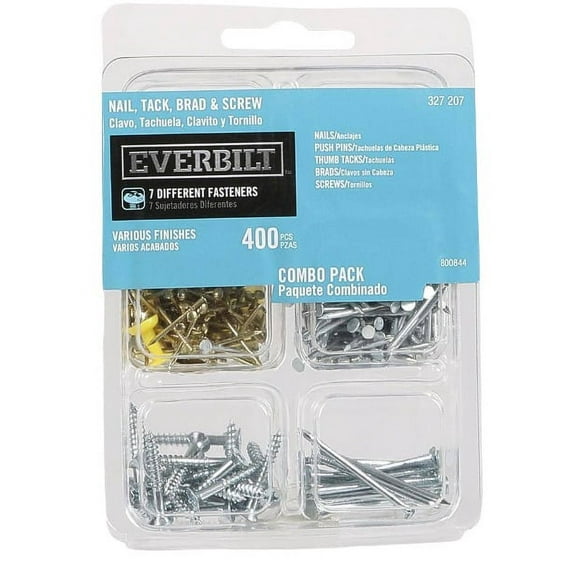 Everbilt Hardware Screws Zinc-Plated Nail, Tack, Brad & Screw Combo Pack All-in-1 Fastener Kit for Home & Workshop, 400-Piece