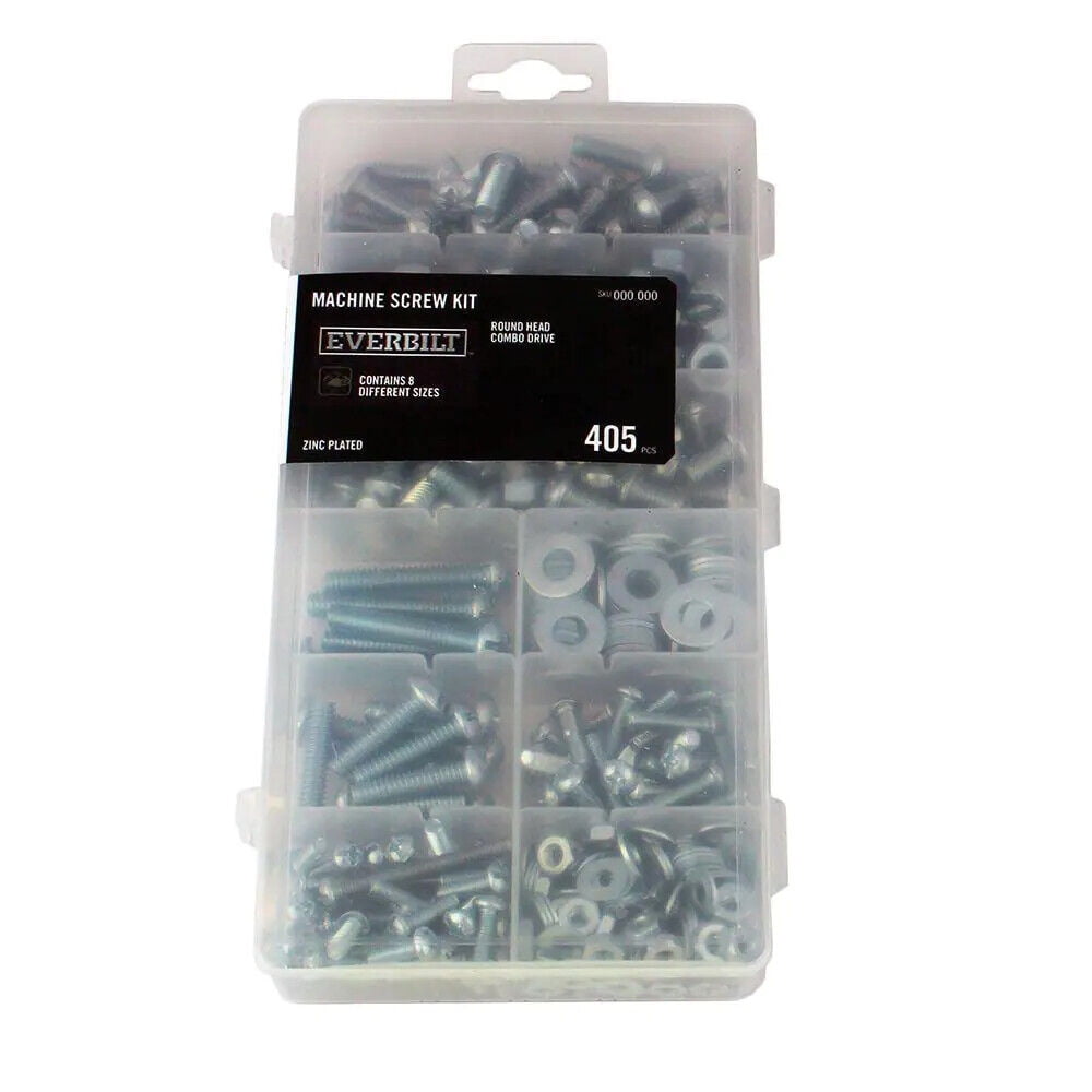 405-Piece Zinc-Plated Machine Screw Kit with Plastic Organizer