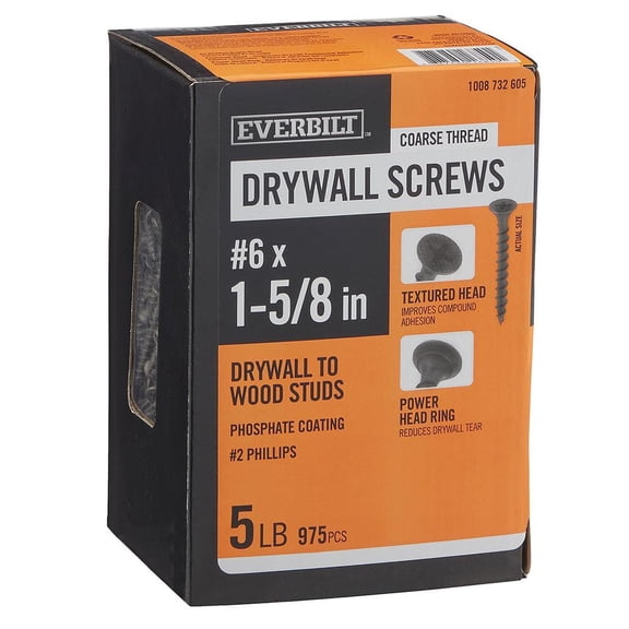 Everbilt #6 x 1-5/8 in. Phillips Bugle Head Coarse Thread Phosphate Drywall Screw 5 lbs.