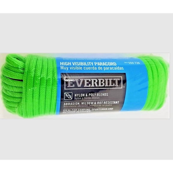 Everbilt High Visibility Paracord, 50 ft. Neon Green, Nylon & Poly Blends