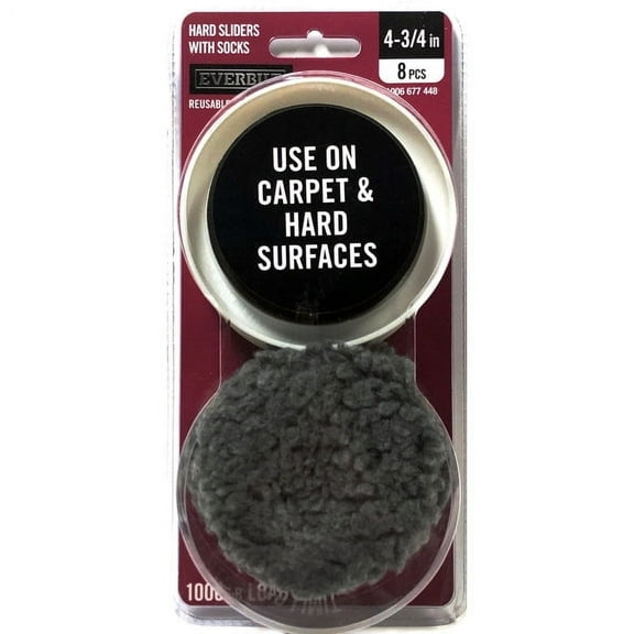 Everbilt Round Furniture Moving Hard Sliders with Socks - 4-3/4" (4+4 Pack) Reusable, Move up to 1000 Lbs.