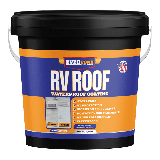 Everbond RV Roof Coating Liquid Rubber Paintable Roof 1 Gallon White 50 Square Foot