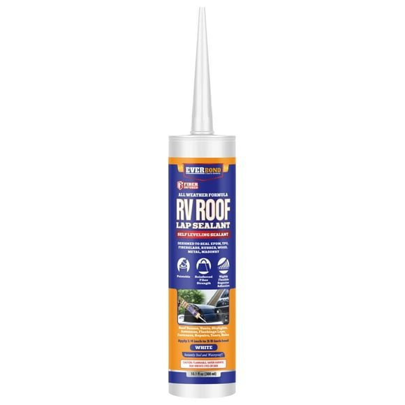 Everbond RV Roof Lap Sealant - Self leveling Sealant for Motorhomes, Campers, and Trailers - Weatherproof, Flexible, and Easy to Apply - White Reflective - 10.1 oz Tube