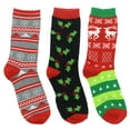 thumbnail image 1 of Everbright Ladies Christmas Crew Socks Gift Set (3Pr), 1 of 4