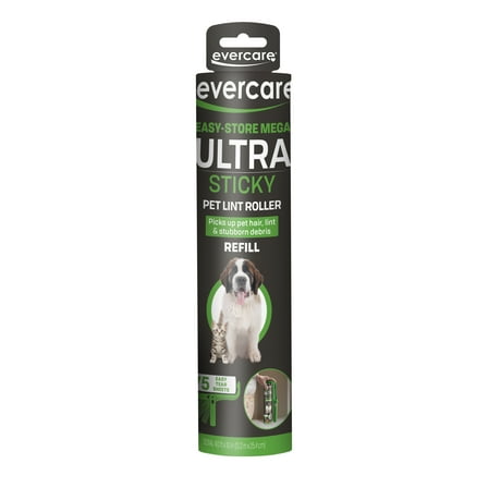 Evercare All-Purpose Pet Mega Oversized Lint Roller Refills, 75 Sheets