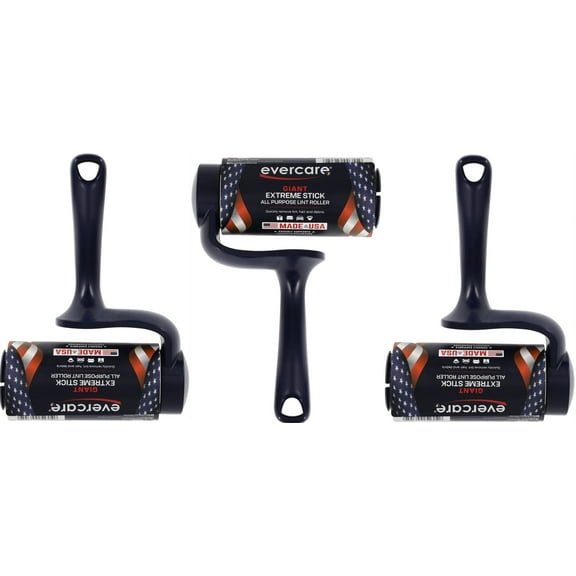 Evercare Giant Extreme Stick All Purpose Lint Roller with T-Shaped Handle, 70 Sheet, 3 Pack