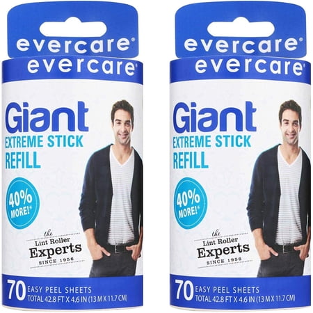 Evercare Giant Lint Roller Refill, 70 Sheets,pack of 2