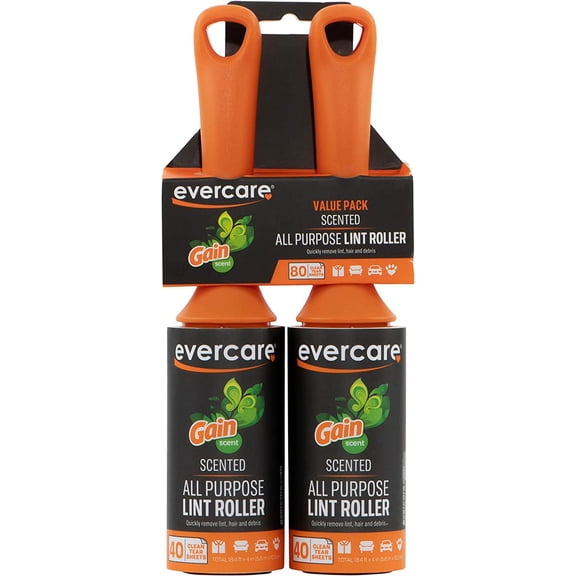 Evercare Lint Roller, Scented 40 Sheets, Two Pack, Green 2-Pack (80 Sheets)