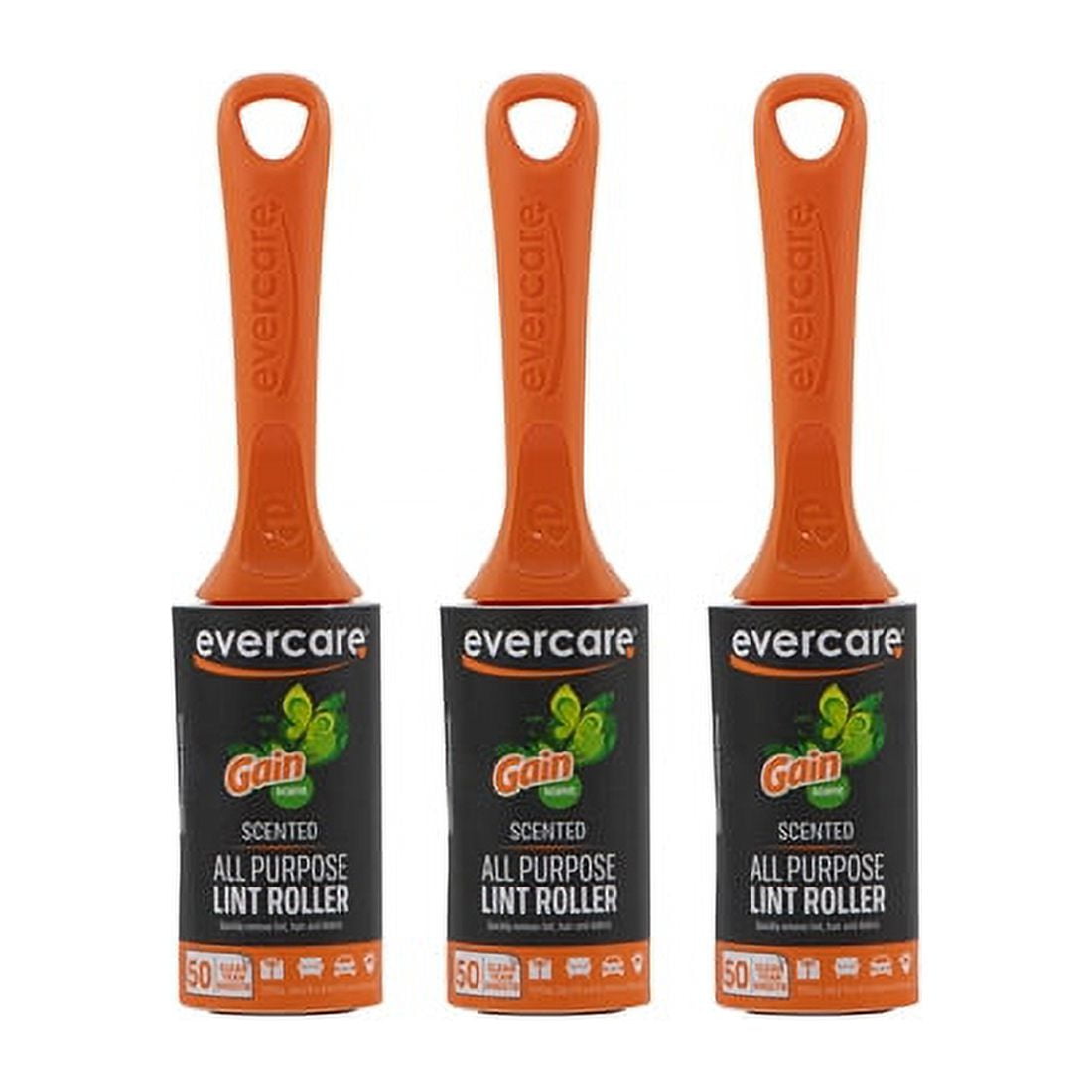 Evercare Pack of 3 Gain Scented AllPurpose Lint Rollers, 50 Sheets