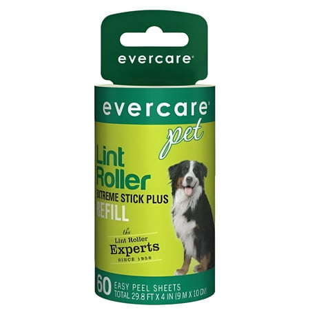 Evercare Pet Extreme Stick Plus Lint Roller Refill, 60 Sheets