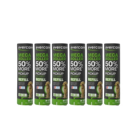 Evercare Pet Mega 50 Sheet Lint Roller Refill Pack of 6