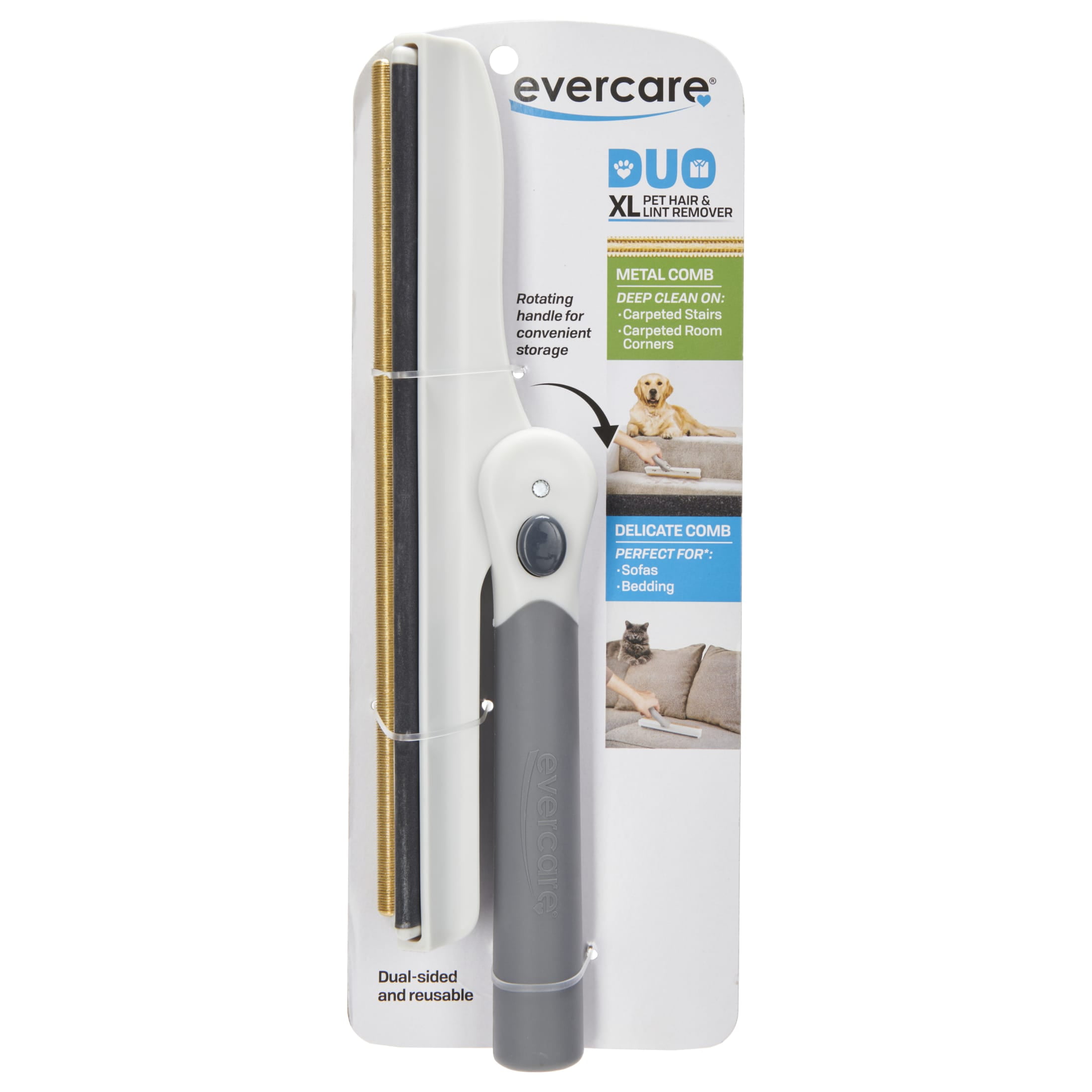 Evercare XL Duo Pet Hair Lint and Remover Tool – Resuable, Dual