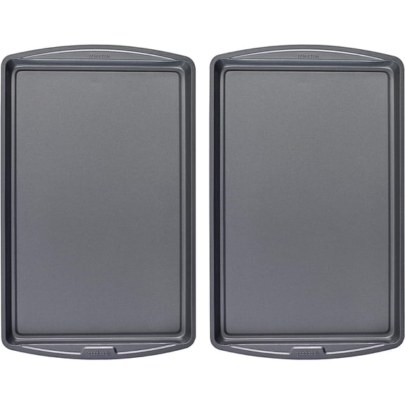 Everday Nonstick Carbon Steel 17 x 11-Inch Baking Sheet Set, 2 Pack Medium Sized Cooking Pans, Bakeware Set, Cookie Sheets for Baking, Oven Pan Set