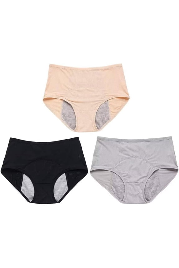 Leakproof Ladies Underwear - 3Pcs Leakproof Panties for Over with Incontinence(L)