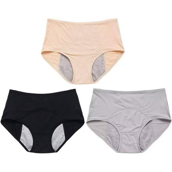 Leakproof Ladies Underwear - 3Pcs Leakproof Panties for Over with Incontinence(L)