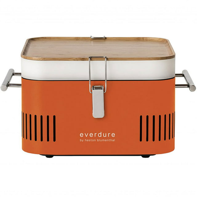 Everdure CUBE Charcoal Grill with Cool Touch Handles, Storage Container & Bamboo Serving Board