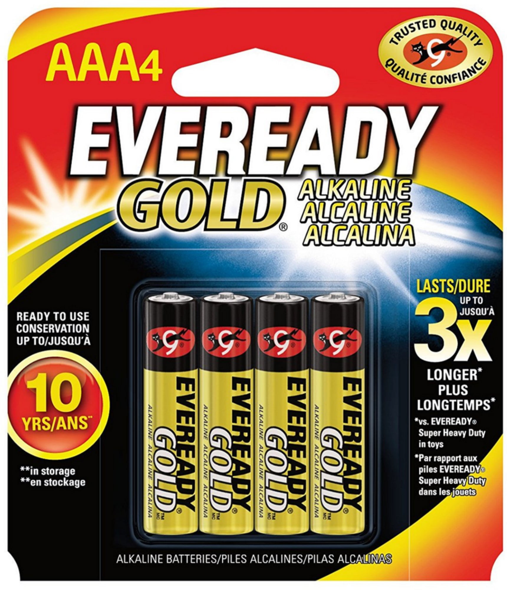 Eveready Gold Alkaline Batteries AAA 4 ea (Pack of 3)