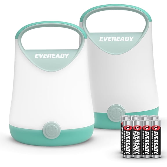 Eveready LED Camping Lantern X-250 (2-Pack), Super Bright Tent Lights, Rugged Water Resistant LED Lanterns, 100 Hour Run-time (Batteries Included), Teal