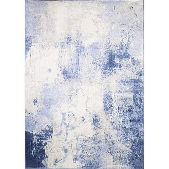 Everek Abstract Transitional Polypropylene Machine Made Rectangle Area Rug - Blue - 5' x 7' 6in.